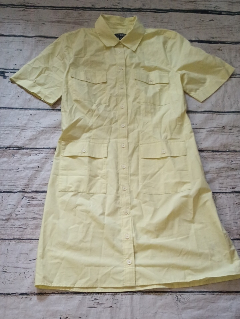 J Crew Bright Neon Yellow Cotton Utility Dress 10T